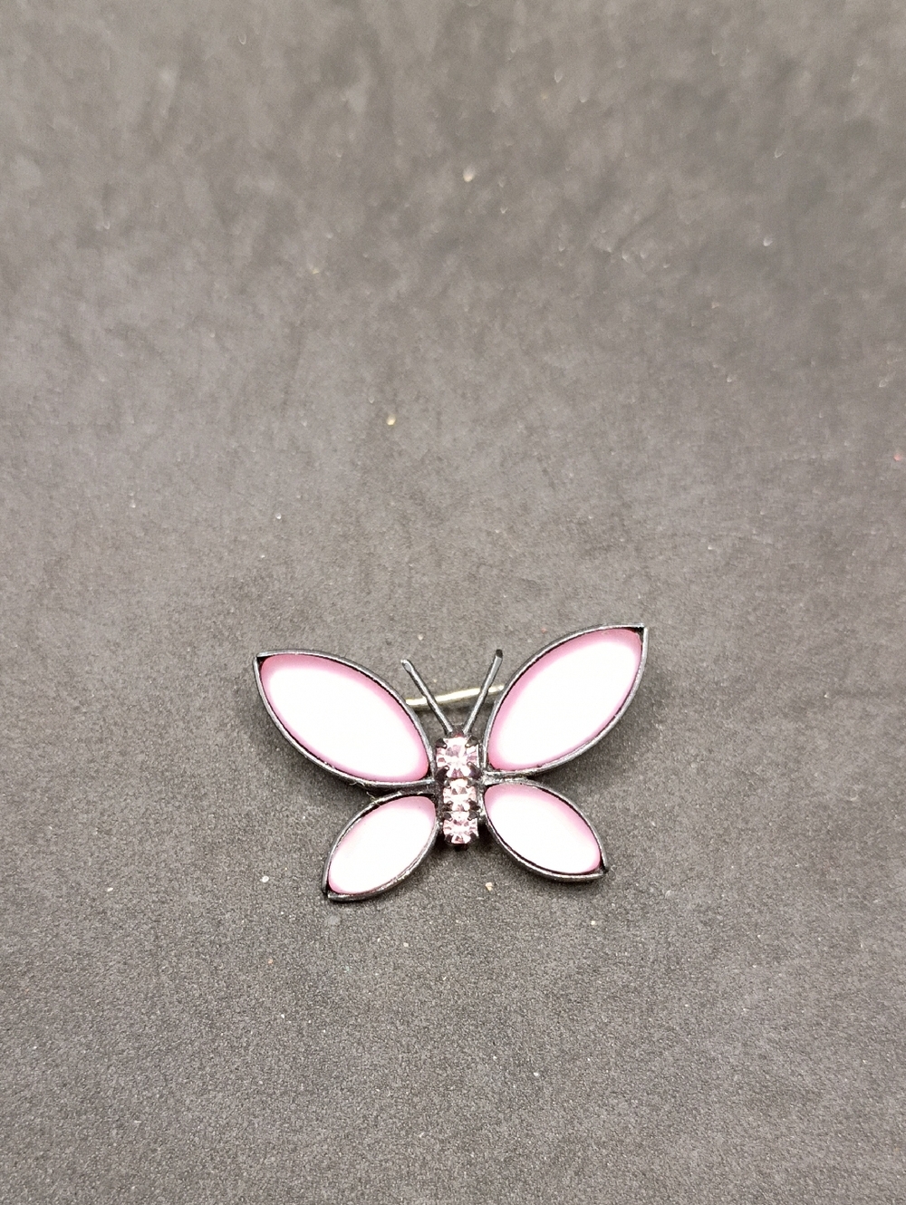 Pink Butterfly Brooch with Crystal Accents